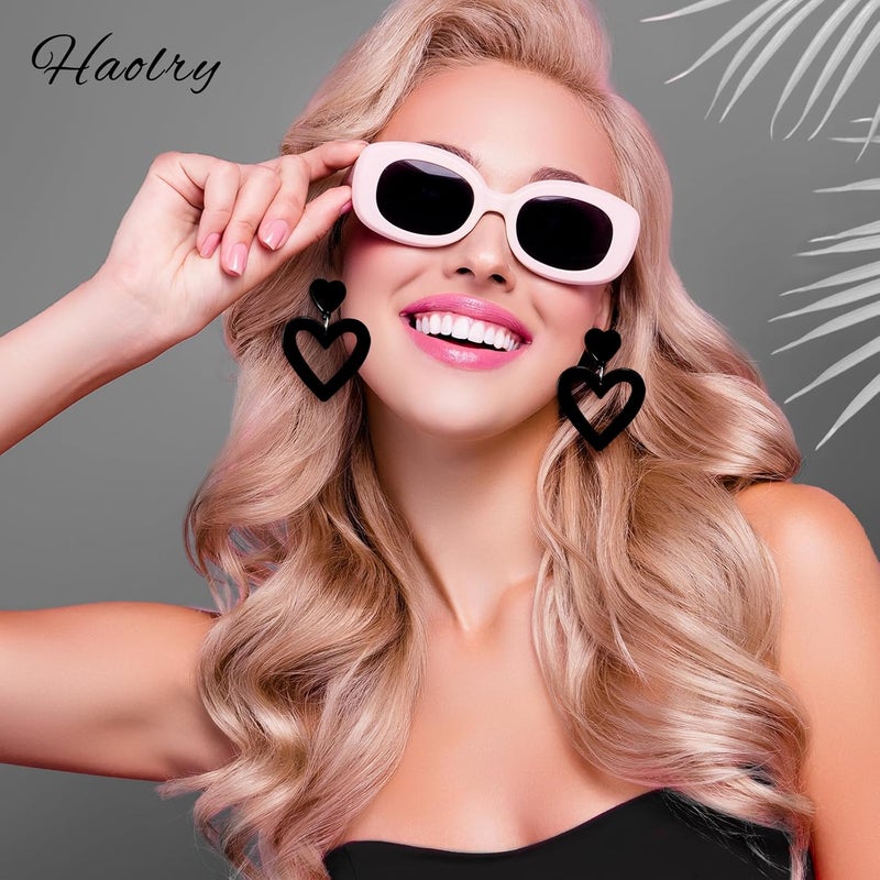 HOLYRY Neon Heart Earrings for Women Acrylic Neon Earrings 80s 90s Outfit for Women Glow Party Accessories Gifts Hot Pink Orange Green Yellow - Image 4